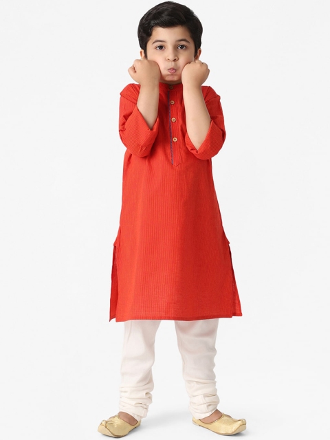 

Fabindia Boys Red Striped Dobby Kurta