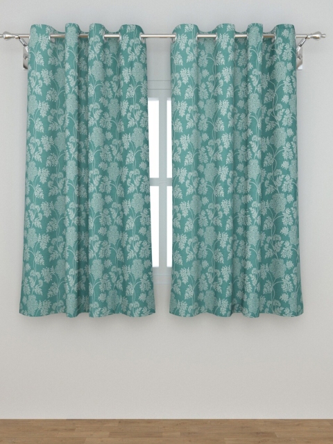 

Home Centre Set Of 2 Sea Green & White Floral Window Curtains