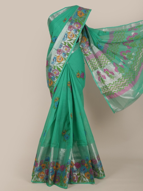 

Pothys Green Floral Pure Cotton Saree