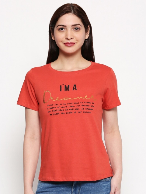 

People Women Rust Typography Printed T-shirt