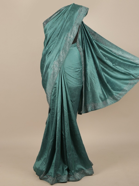 

Pothys Sea Green Embellished Jute Silk Saree