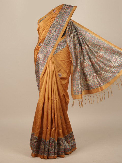 

Pothys Mustard Yellow Ethnic Motifs Jute Silk Saree