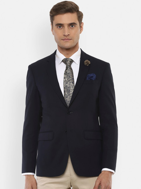 

Louis Philippe Men Navy Blue Solid Slim-Fit Single-Breasted Blazer