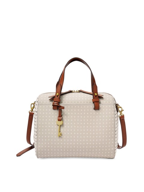 

Fossil Off White Geometric Printed PU Structured Sling Bag with Tasselled