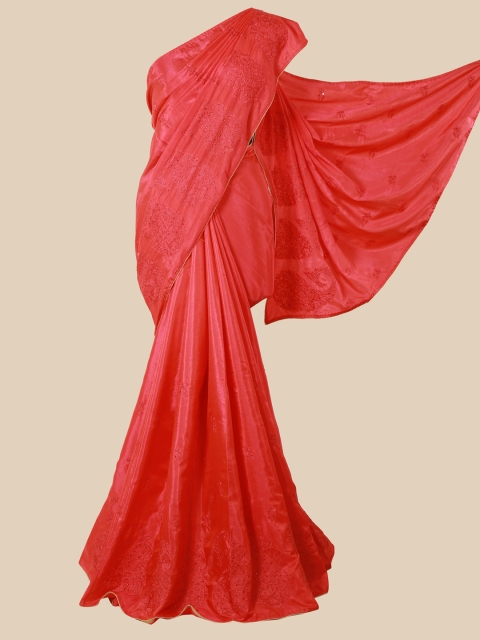 Pothys Pink Ethnic Motifs Embroidered Art Silk Saree