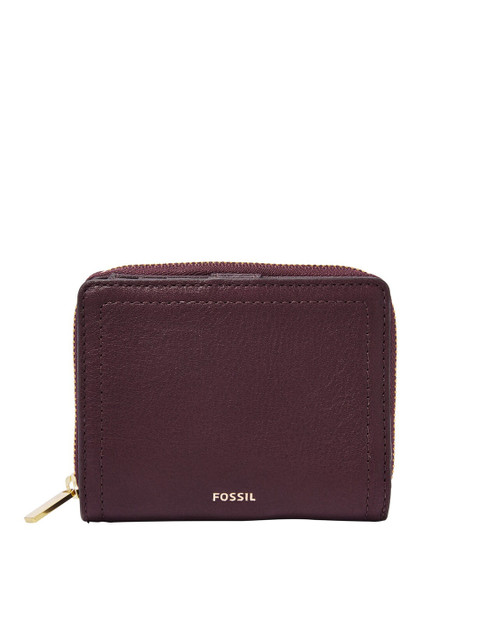 

Fossil Women Purple Solid Leather Two Fold Wallet