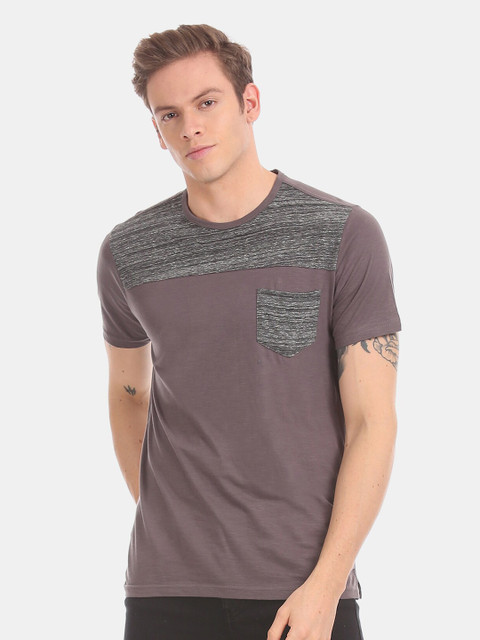 

Cherokee Men Charcoal Heathered Panel T-shirt