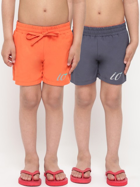 

iO Boys Orange & Grey Solid Reversible Swim Shorts