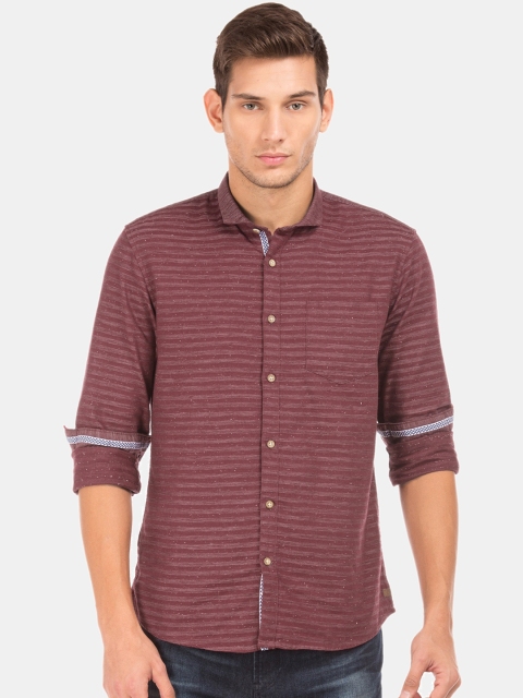 

Cherokee Men Maroon Striped Casual Shirt