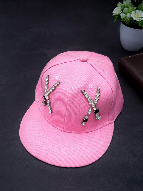 

Golden Peacock Unisex Pink Embellished Snapback Cap