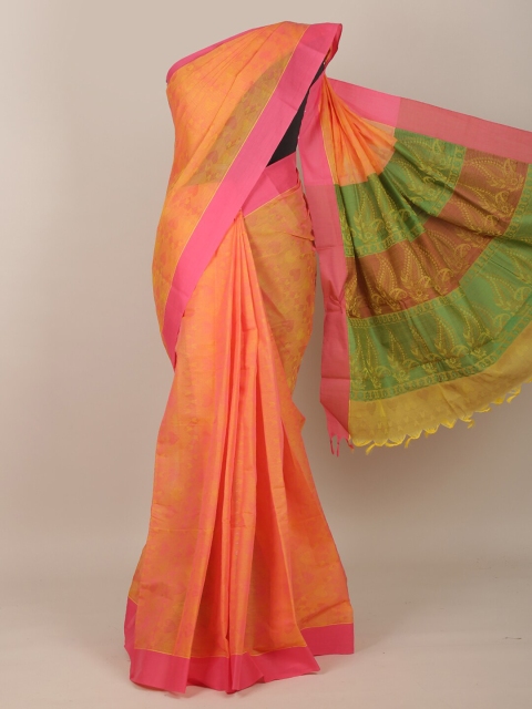 

Pothys Orange & Pink Pure Cotton Saree