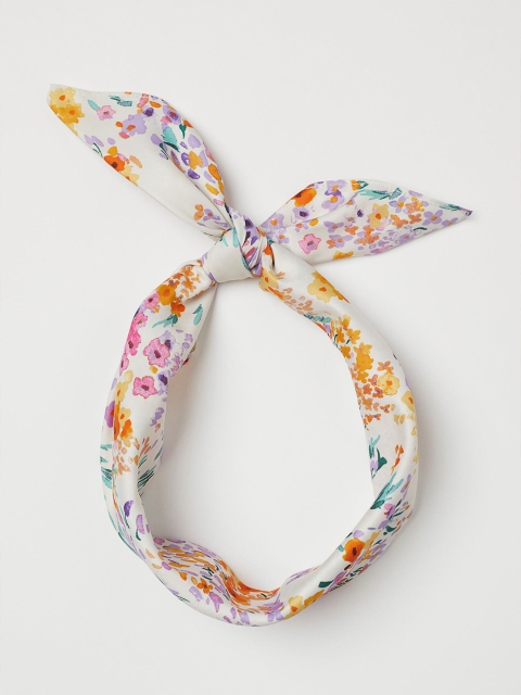 

H&M Women Cream-Coloured & Orange Printed Scarf/hairband