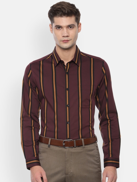 

Louis Philippe Men Maroon Slim Fit Striped Formal Shirt