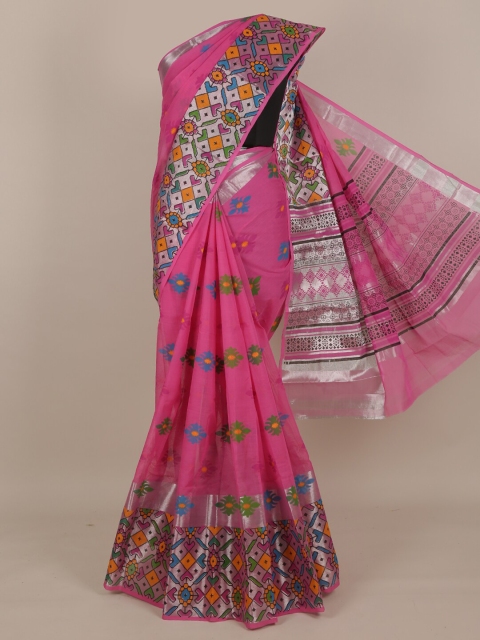 

Pothys Pink & Orange Ethnic Motifs Pure Cotton Saree
