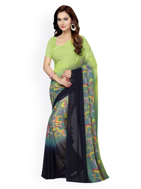 

KALINI Green & Navy Blue Poly Georgette Saree