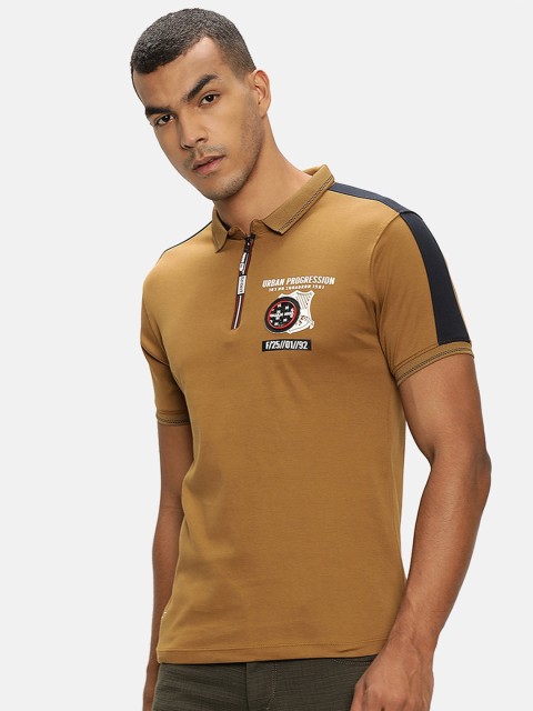 

V2 Value & Variety Men Brown Typography Printed Polo Collar Applique T-shirt