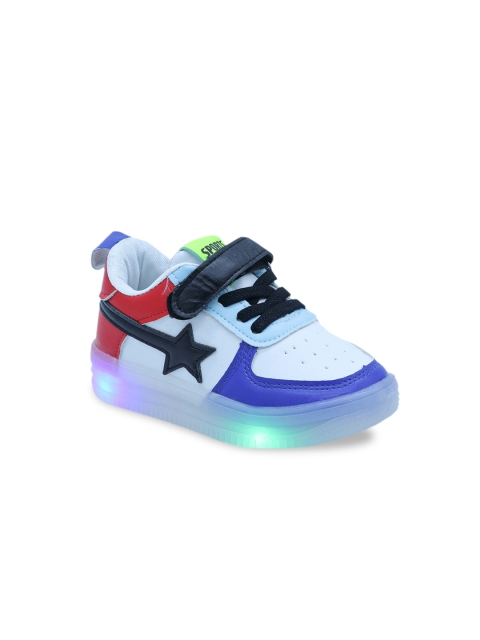 

FEETWELL SHOES Unisex Kids White Colourblocked LED Sneakers