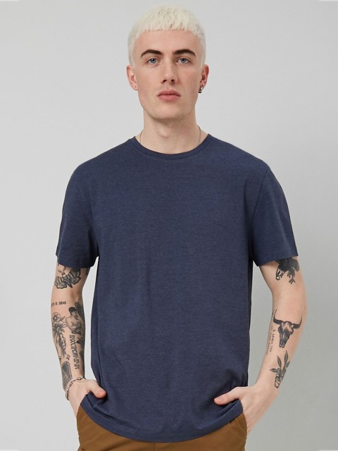

FOREVER 21 Men Blue Extended Sleeves T-shirt