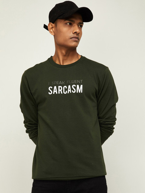 

Fame Forever by Lifestyle Men Olive Typography Printed Sweatshirt