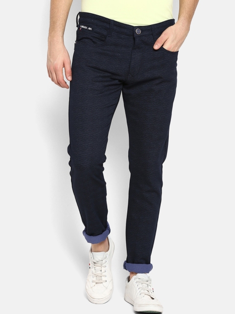 

V2 Value & Variety Men Blue Self Design Regular Trousers