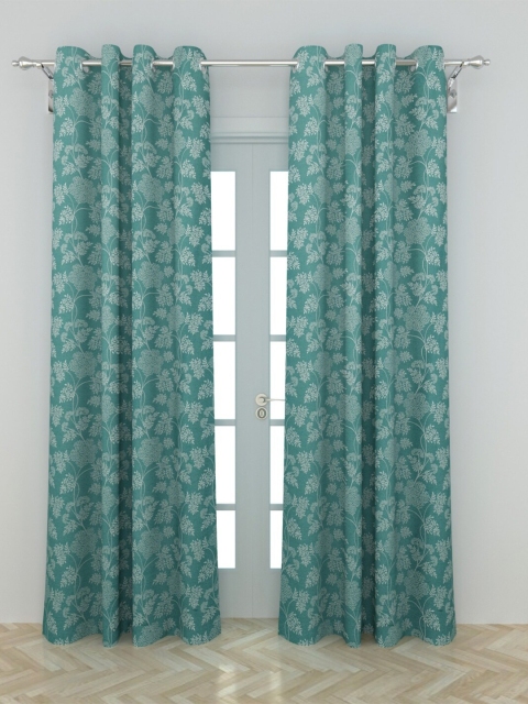 

Home Centre Turquoise Blue & White Set of 2 Floral Door Curtain