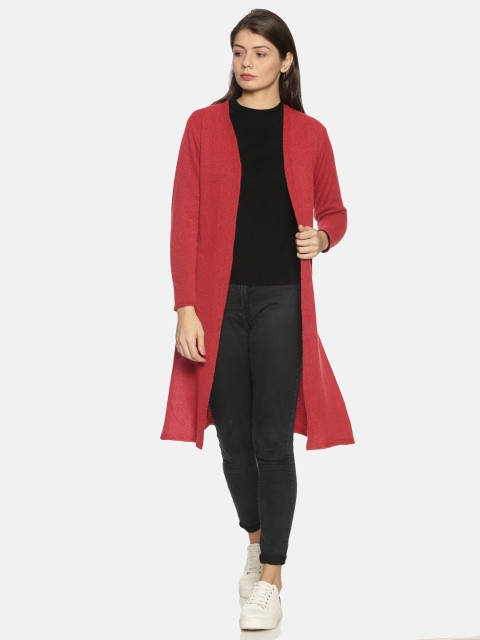 

PICOT Women Maroon Longline Shrug