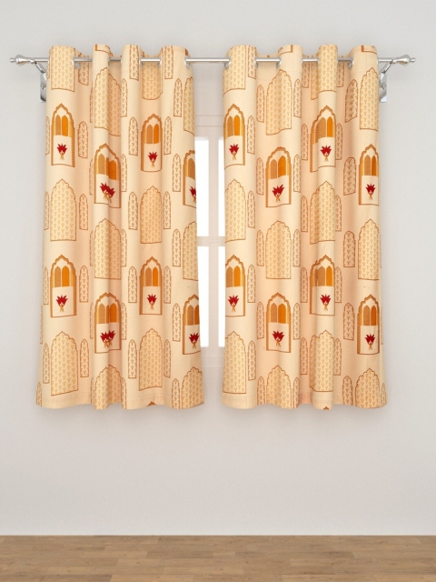 

Home Centre Set Of 2 Cream-Coloured Ethinc Window Curtains