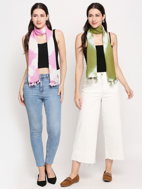 

Get Wrapped Women Pink & Green Pack of 2 Scarves