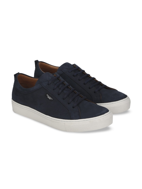 

HACKETT LONDON Men Navy Blue Leather Sneakers