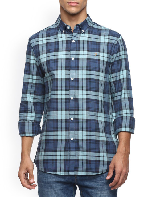 

Farah Men Blue Checked Casual Shirt