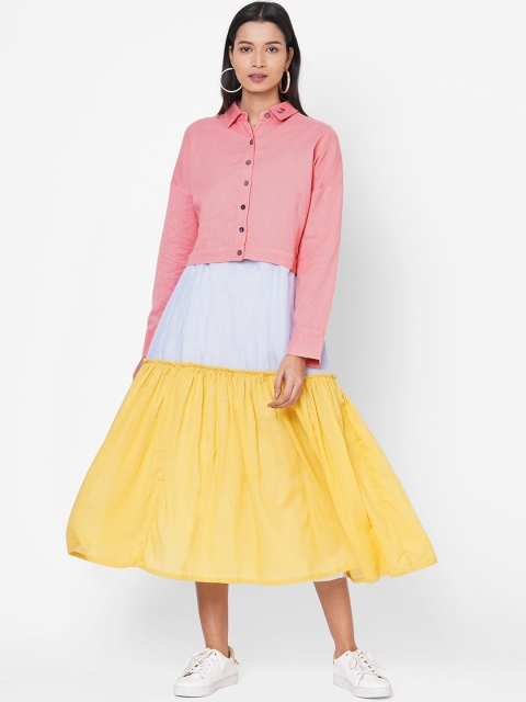 

ZOLA Multi Colourblocked Fit & Flared Midi Dress with Jacket