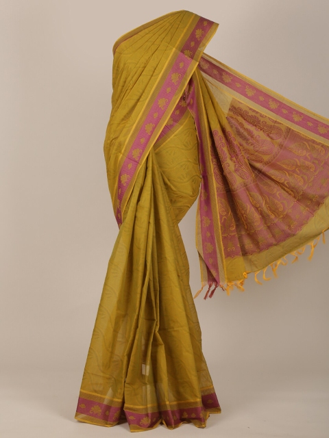 

Pothys Green & Pink Ethnic Motifs Pure Cotton Saree