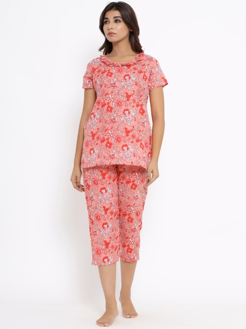 

ANAISA Women Coral Printed Cotton Night Suit