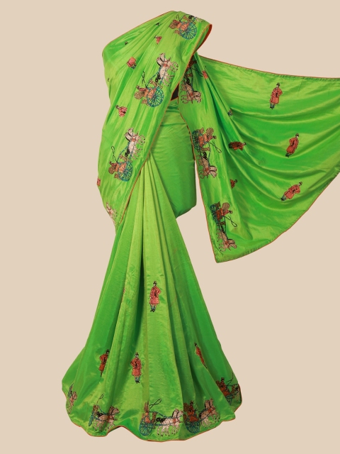 

Pothys Green Ethnic Motifs Sequinned Art Silk Saree
