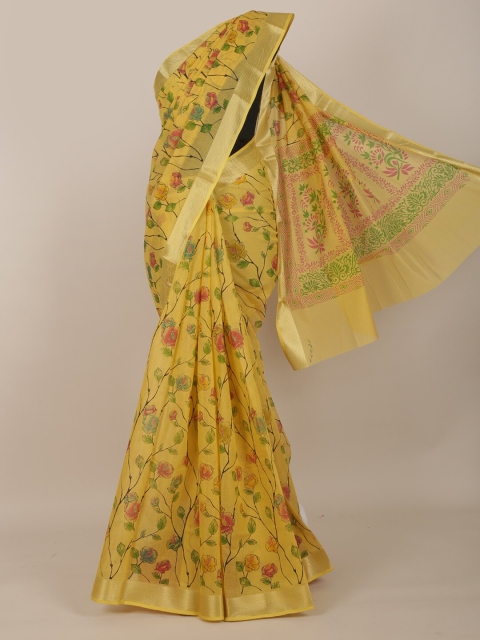 

Pothys Mustard & Red Floral Saree
