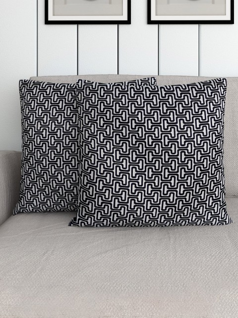 

Home Centre White & Navy Blue Set of 2 Abstract Square Cushion Covers
