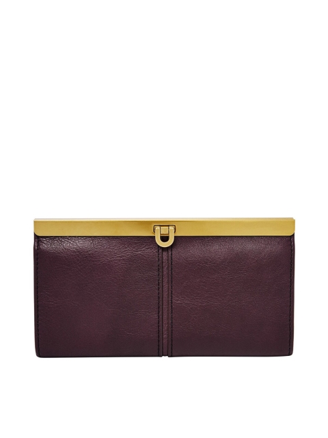 

Fossil Women Burgundy & Gold-Toned Textured Leather Three Fold Wallet