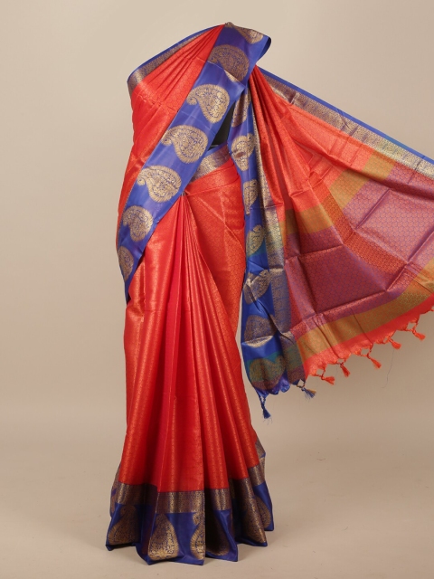 

Pothys Pink & Orange Paisley Jute Silk Saree