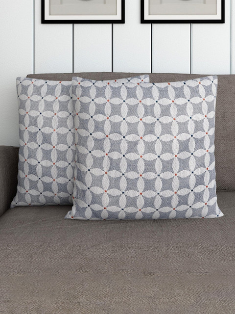 

Home Centre Blue & Off White Set of 2 Geometric Square Cushion Covers