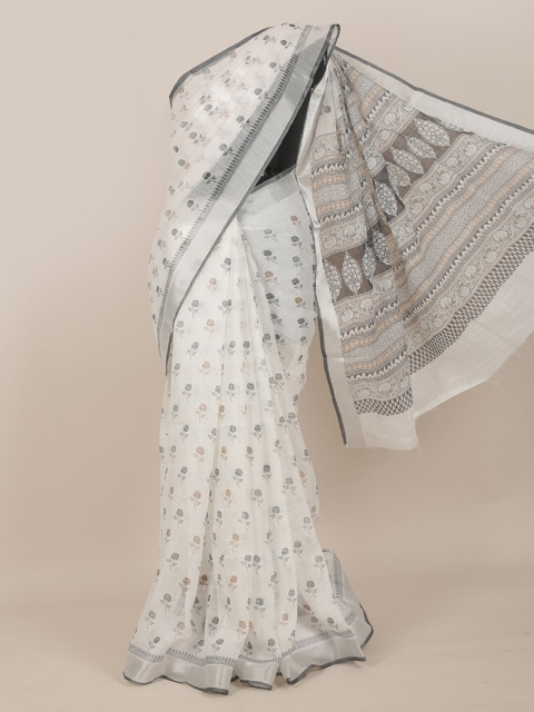 

Pothys White Floral Printed Cotton Blend Saree