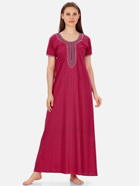 

Sand Dune Printed Cotton A-line Nightdress, Pink
