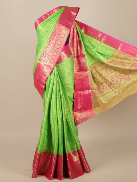 

Pothys Green & Pink Ethnic Motifs Zari Jute Silk Saree