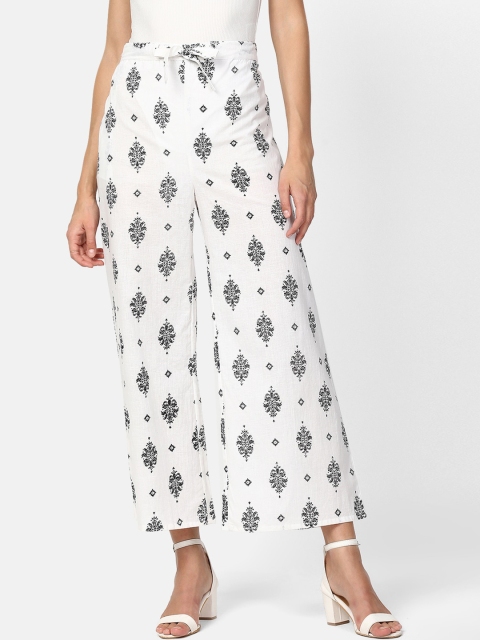 

V2 Value & Variety Women White & Black Ethnic Motifs Printed Knitted Palazzos