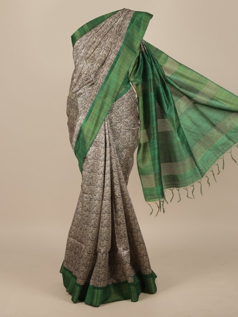 

Pothys Tan & Black Zari Jute Silk Saree