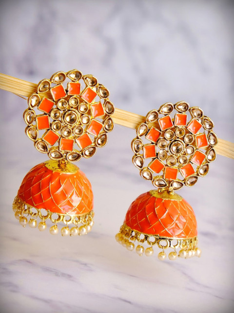 

Crunchy Fashion Orange Contemporary Jhumkas Earrings