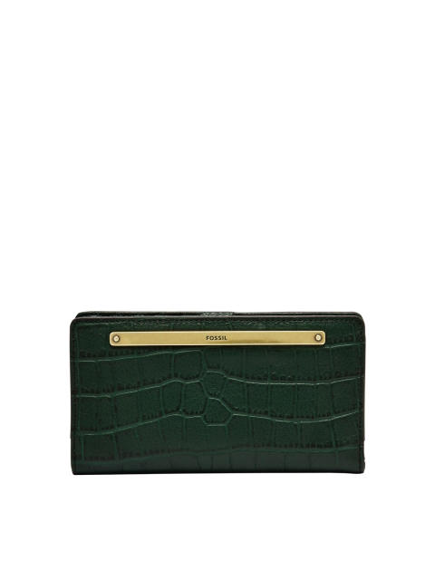 

Fossil Women Green Textured Leather Two Fold Wallet