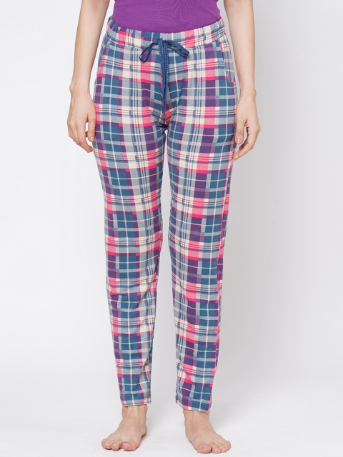 

Sweet Dreams Women Blue & Pink Checked Lounge Pants