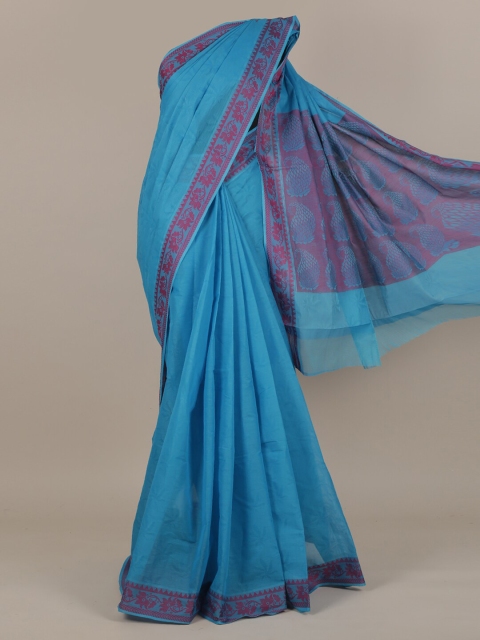 

Pothys Blue & Pink Ethnic Motifs Pure Cotton Saree