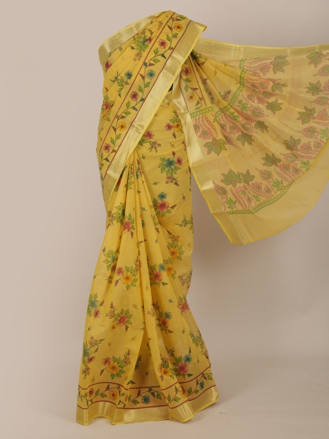 

Pothys Yellow Floral Saree