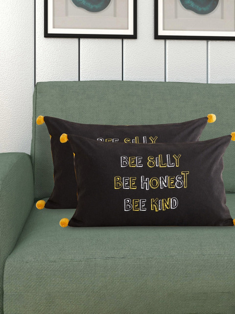 

Home Centre Black & Yellow Set of 2 Quirky Rectangle Cushion Covers